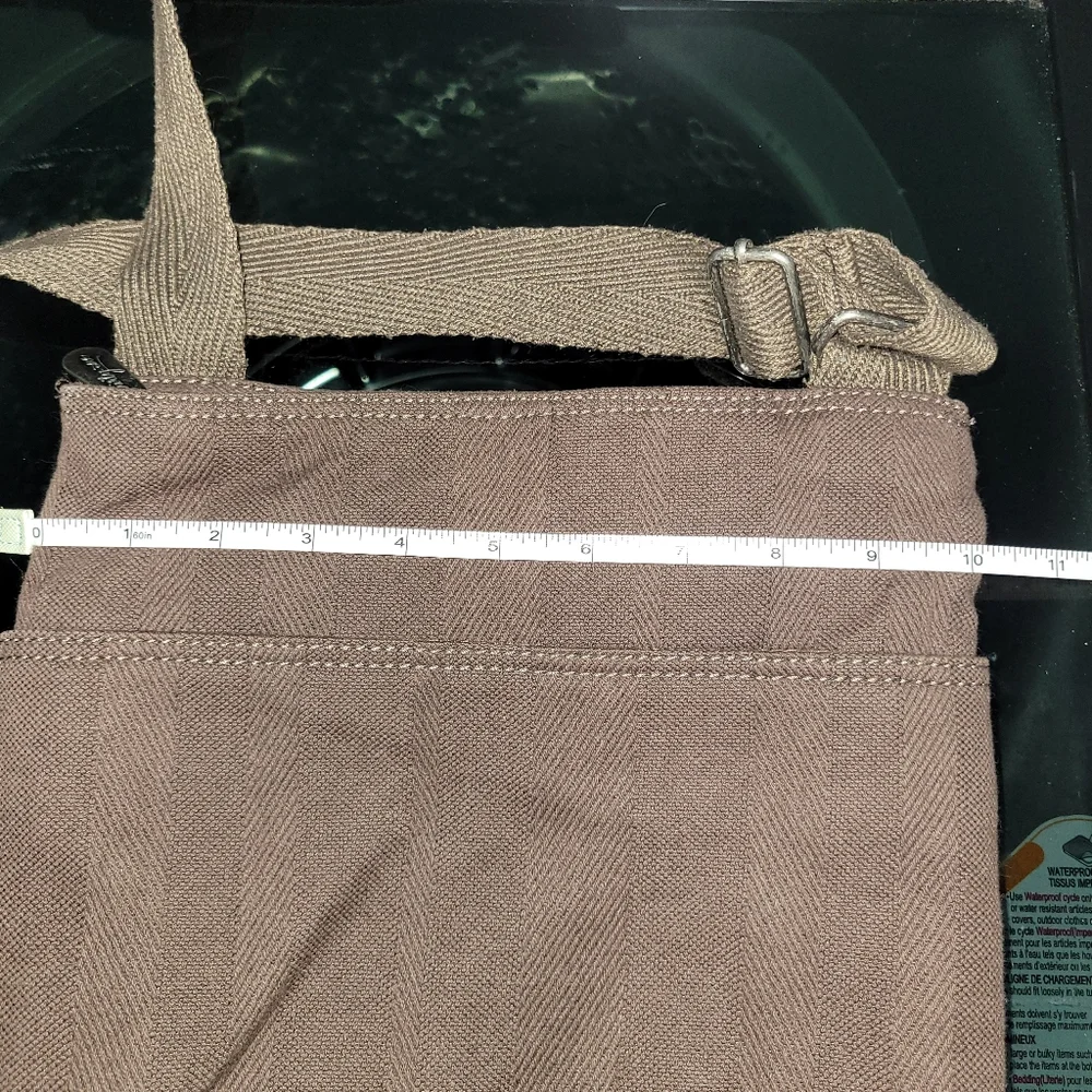 Thirty One Brown Canvas Messenger Crossbody Bag